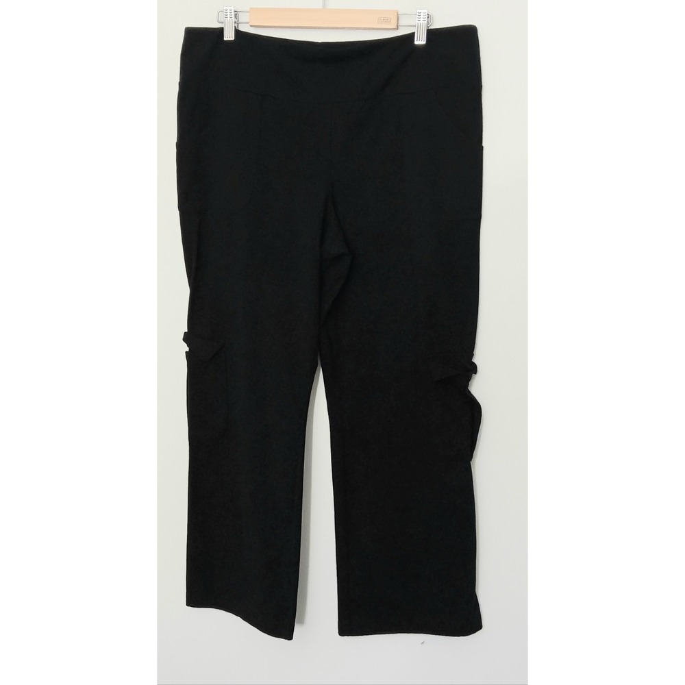 Women with Control Trousers Size XLP Tummy Control Boot-cut Cargo Petite Black